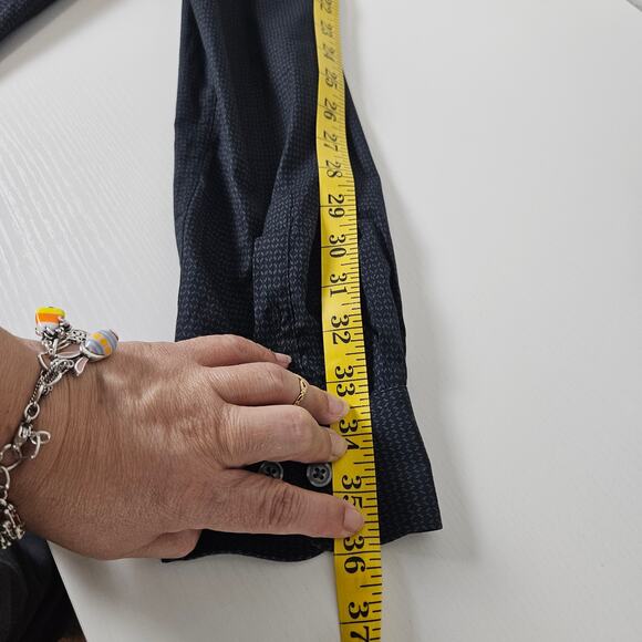 Kenneth Cole Reaction Mens Super Slim Fit Black Combo Dress Shirt Large Career - Picture 8 of 9